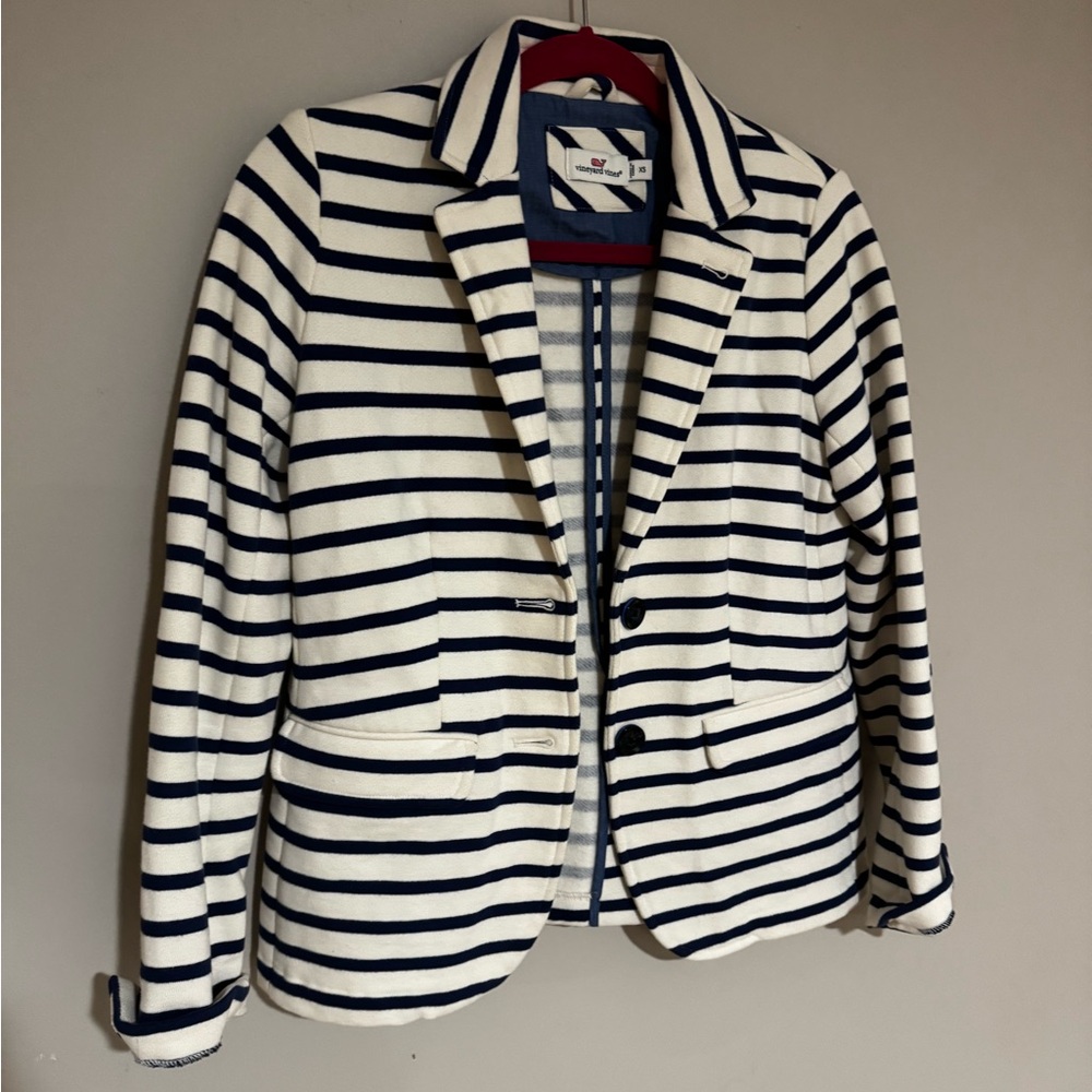 Navy and White Striped Vineyard Vines Women's Blazer
